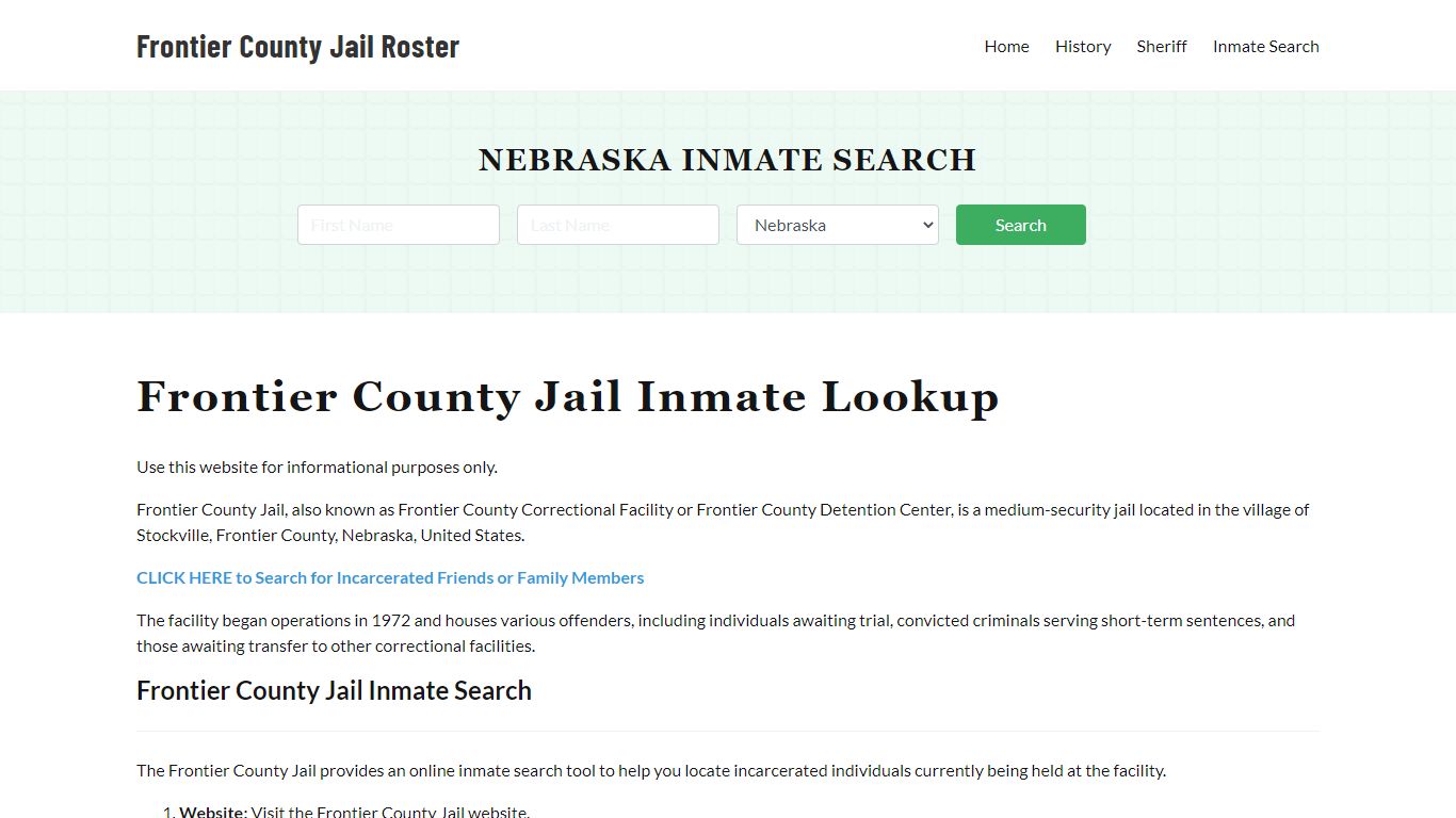 Frontier County Jail Roster Lookup, NE, Inmate Search