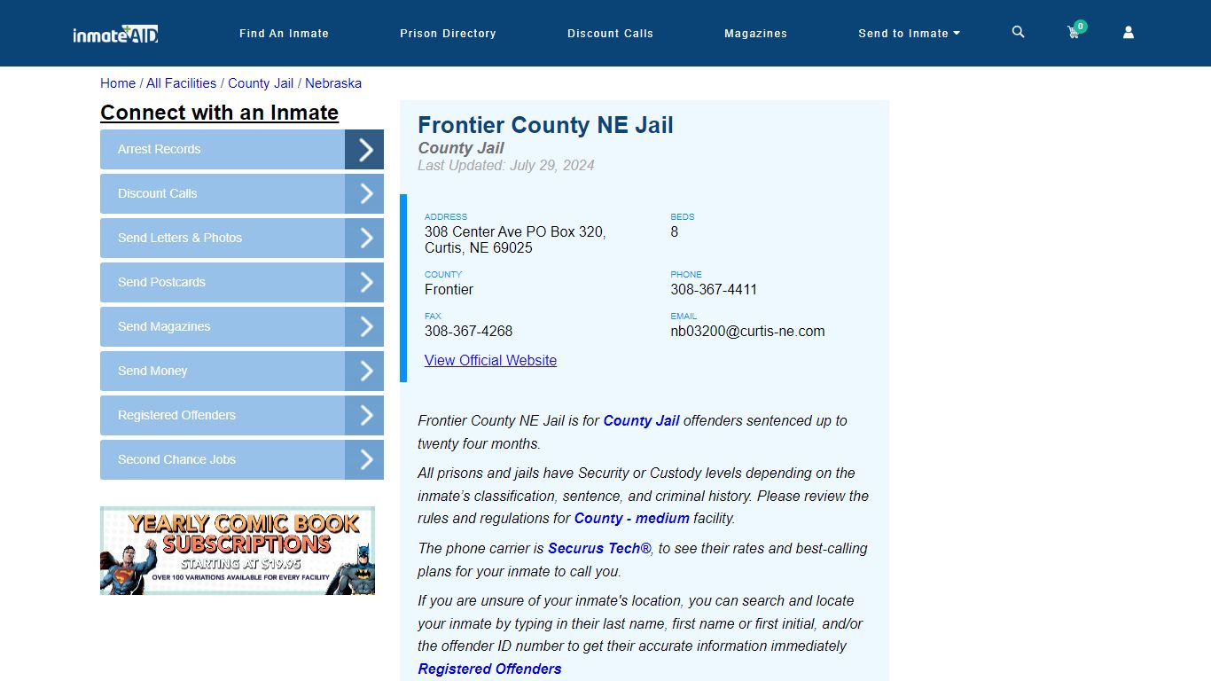 Frontier County NE Jail - Inmate Locator